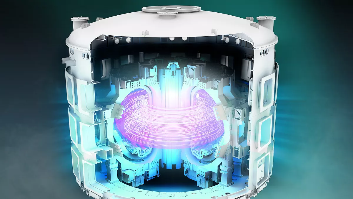 futuristic 3D rendering of a fusion reactor